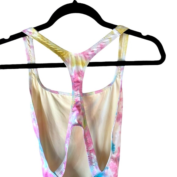 Solid and striped x redone tie dye one piece 80s style bathing suit - Picture 4 of 8